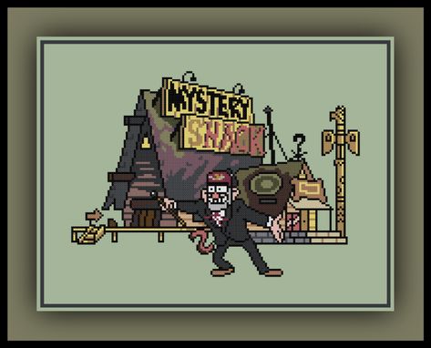 Patreon Only Mystery Shack Cross Stitch Pattern Gravity Falls Stan Pines – Cross Stitch Quest Geeky Cross Stitch Patterns, Geeky Cross Stitch, Mystery Shack, Fall Cross Stitch, Pixel Crochet, Pixel Art Grid, Pixel Pattern, Beaded Cross Stitch, Cute Cross Stitch