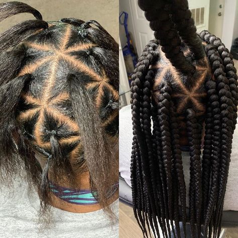 🤑 Renee Reames 🤑 on Instagram: “More triangle part braids ���💁🏽‍♀️❤️ Rubber band method 💪🏾 . . . #boxbraids #boxbraidstyles #triangleboxbraids #rubberbandmethod…” Afro Blowout, Triangle Part Braids, Rubber Band Method, Triangle Box Braids, Updo Braids, Finger Nails, Box Braids Styling, Girls Hairstyles Braids, Girls Braids