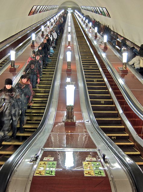 Moscow Metro - On The Way Out: Komsomolskaya Moscow Metro, Night Watch, Russia Travel, Russian Architecture, U Bahn, Metroid, Metro Station, Moscow Russia, Eastern Europe