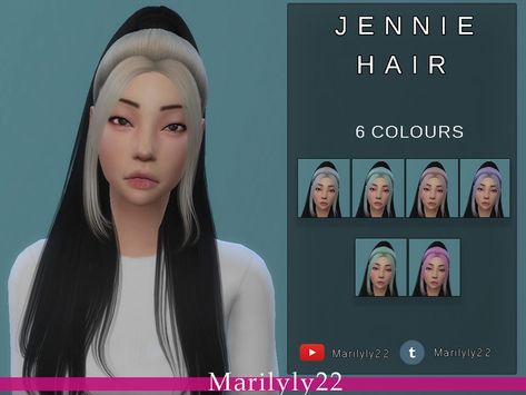 Sims 4 Jennie Hair, Leahlilith Sims 4 Hair, Jennie Hair, Jennie Makeup, E Girl Hair, Sims 4 Nails, Sims 4 Female Hair, Sims 4 Alpha Cc, Sims 4 Black Hair