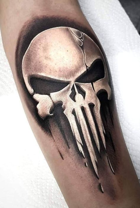 The Punisher Skull Tattoos: Seeking Justice Cover Up Tattoos Arm Men, Punisher Skull Tattoo, Punisher Tattoo, Monsters Drawings, Mayan Tattoos, Phoenix Tattoos, Skull Art Tattoo, Skull Hand Tattoo, Skull Sleeve Tattoos