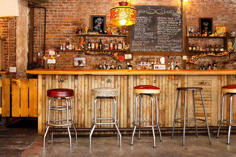 Drinking at Dusk in Brooklyn Hipster Restaurant, Chicago Bars, Restaurant Bar Stools, Coffee Shop Interior Design, Nyc Bars, Coffee Shops Interior, Cheap Wine, Coffee Design, Shop Interior Design