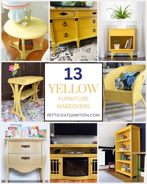 Yellow Furniture Makeover, Yellow Furniture Ideas, Yellow Furniture Bedroom, Painted Yellow Furniture, Yellow Dresser Makeover, Yellow Chalk Paint Furniture, Yellow Outdoor Furniture, Mustard Yellow Chalk Painted Furniture, Yellow Bedroom Furniture