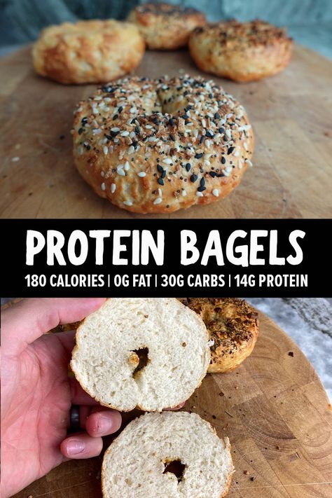 Cottage Cheese Protein Bagels Skinnytaste, Macro Friendly Bagel Recipes, Air Fryer Protein Bagels, Protein Bagels Recipe, High Protein Bagels With Cottage Cheese, Protein Powder Bagels, Homemade Healthy Bagels, High Protein Cottage Cheese Bagels, Gluten Free Protein Bagels