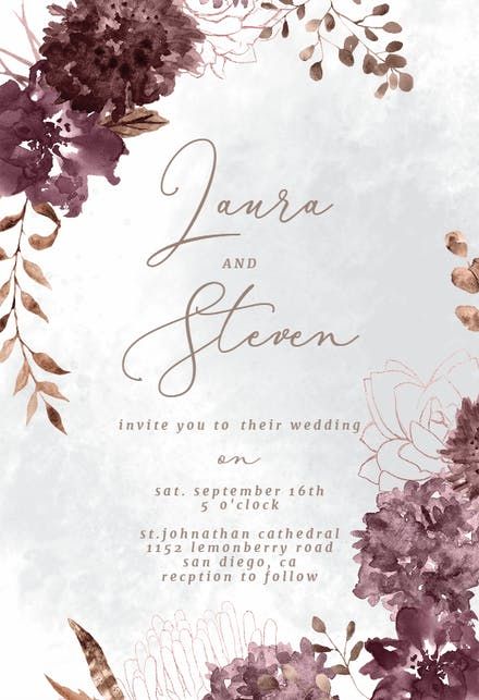 Chocolate Flowers - Wedding Invitation Template | Greetings Island Digital Wedding Invitations Design, Engagement Invitation Cards, Engagement Invitation Template, Floral Invitations Template, Digital Invitations Wedding, Greetings Island, Chocolate Flowers, Wedding Invitation Card Design, Digital Wedding Invitations