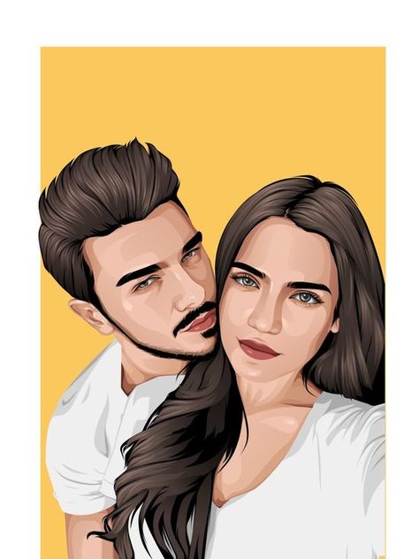 Couple Vector, Cartoon Avatar, Draw Realistic, Custom Portrait Illustration, Line Art Vector, Work Art, Wedding Illustration, Digital Portrait Art, Illustration Art Girl