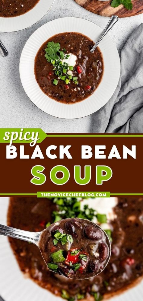 Black Bean Mash, Black Beans Soup, Black Bean Soup Crock Pot, Black Bean Jalapeno Soup, Cuban Black Bean Soup Authentic, Caribbean Black Bean Soup, Black Bean Soup Dry Beans, Vegan Black Bean Soup Recipe, Spicy Black Bean Soup Recipe