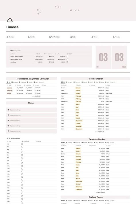 Notion Template Ideas Finance, Notion Monthly Planner, Notion Finance Template, Notion Budget Template, Notion For Students, Notion Study Planner, Notion Weekly Planner, Pink Notion Template, Notion Second Brain