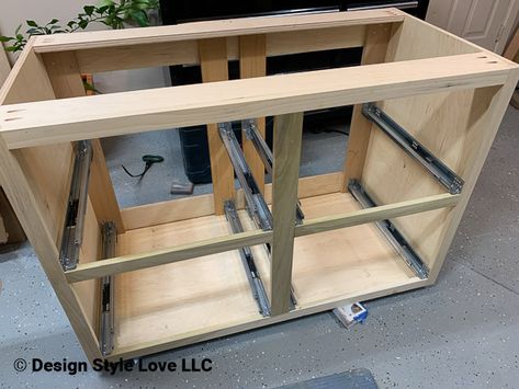 How to Install Undermount Drawer Slides the Easy Way | Design | Style | Love Hall Closet Design, Custom Drawers, How To Make Kitchen Cabinets, Undermount Drawer Slides, How To Make Drawers, Built In Wall Units, Diy Custom Closet, Built In Closet, Cabinet Slides