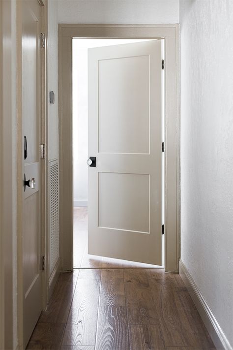 Inside Doors Ideas, Modern Farmhouse Interior Doors, Shaker Interior Doors, Farmhouse Interior Doors, Custom Sliding Doors, Doors And Trim, Jenna Sue Design, Renovation Process, Dutch Doors