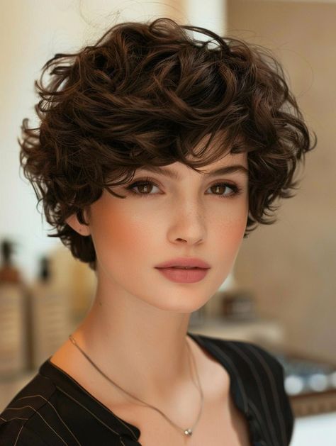 Short Bob For Curly Hair, Short Hair For Wavy Hair, Curly Pixie Haircut For Chubby Faces, Wavy Pixie Haircut, Short Curly Hairstyles For Women, Short Wavy Haircuts, Curly Pixie Hairstyles, Curly Pixie Haircuts, Curly Hair Photos