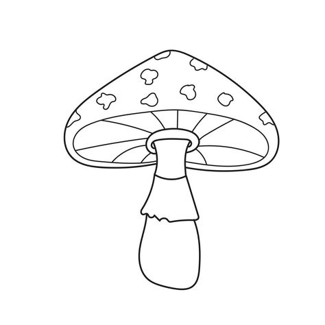 Simple coloring page. Coloring book page template with fly agaric mushroom Mushroom Template, Mushroom Coloring, Fly Agaric Mushroom, Fly Agaric, Plant Stakes, Crafts For Seniors, Easy Coloring Pages, The Mushroom, Stain Glass