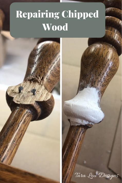 Repairing Chipped Wood * Wood filler on chipped wood Fixing Chipped Wood Furniture, Fix Wood Furniture, Fix Chipped Wood Furniture, Best Wood Filler For Furniture, Wood Repair Furniture, How To Fix Chipped Wood Furniture, Bondo For Wood Repair, Wood Filler Tips, Wood Filler Diy