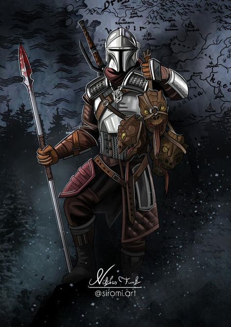 Mandalorian Warrior, Dnd Mandalorian, Mandalorian Dnd 5e, Mandalorian Knight, Mandolorians Art, Viking Mandalorian, Fantasy Mandalorian Armor, Mandalorian Concept Art, Mandalorian Armor Concept