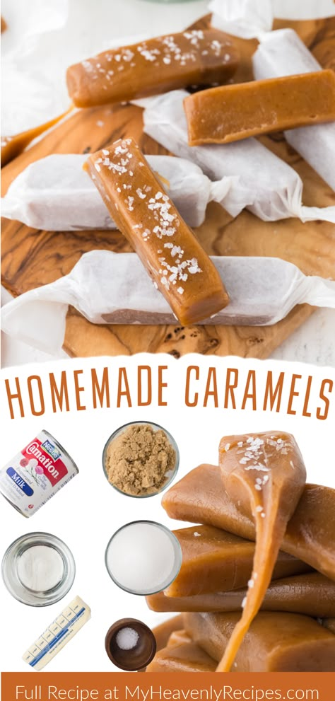 homemade caramels Carmel Recipe, Caramel Candies Recipe, Caramels Recipe, Homemade Caramel Recipes, Homemade Caramels, Caramel Candies, Baking Basket, Easy Candy Recipes, Crafty Morning