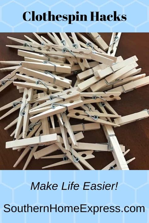 Organize your life with these simple clothespin hacks. Outdoor Clothesline, Index Card Holders, Close Pin, Chip Clips, Easy Cleaning Hacks, Clothes Pegs, Wooden Clothespins, Hanger Clips, Make Life Easier