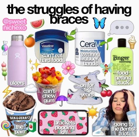 Aesthetic Braces Colors Ideas, Braces Outfit, Aesthetic Braces, Brackets Aesthetic, What To Post On Pinterest, Braces Food, Cute Braces Colors, Braces Tips, Getting Braces