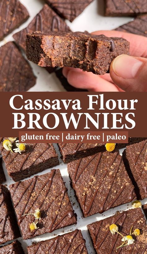 These cassava flour brownies are rich and fudgy with a dark chocolate flavor. They're made with cassava flour and almond butter, sweetened with coconut sugar and completely gluten free and grain free. Cassava Pudding, Cassava Flour Recipes, Grain Free Brownies, Fit Mitten Kitchen, Fudgy Brownie Recipe, Perfect Brownies, Aip Desserts, Healthy Bread Recipes, Paleo Recipes Dessert