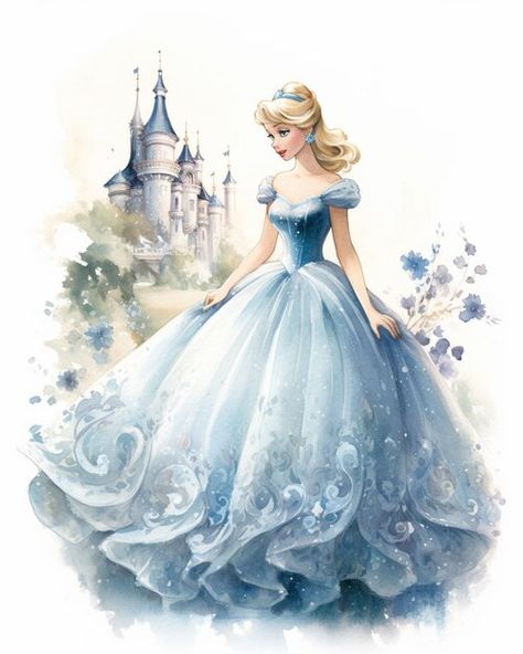 Princess Watercolor Art, Cinderella Anime, Cinderella Pictures, Drawing Of A Woman, Sara Kay, Nice Tattoos, Watercolor Paintings For Beginners, Tattoos Women, Princess Drawings