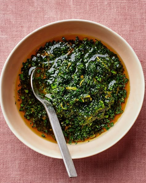 Basil Chimichurri, Gremolata Recipe, Seared Fish, Chimichurri Recipe, Carrot Greens, Carrot Top, Chimichurri Sauce, Bean Stew, Green Sauce