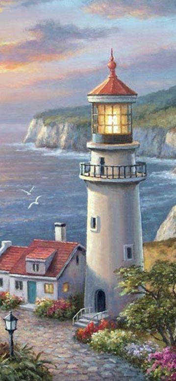 Lighthouse Painting Acrylic Easy, Light House Paintings Easy, Lighthouses Painting, Light House Drawing, Pictures Of Bridges, Lighthouse Drawing, Seascape Artwork, Lighthouses Photography, Beach Art Painting