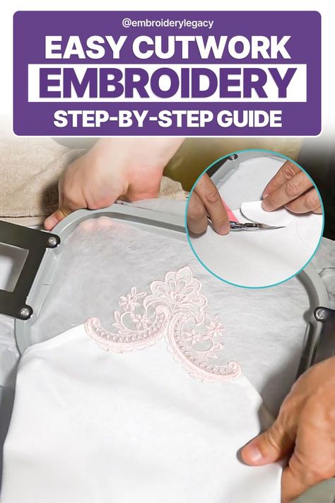 Easy Cutwork Embroidery Guide: Step-by-Step Embroidering Machine, Embroidery Guide, Bernina Embroidery Machine, Machine Embroidery Tutorials, Bernina Embroidery, Brother Embroidery Machine, Machine Embroidery Thread, Cutwork Embroidery, Embroidery Tutorial