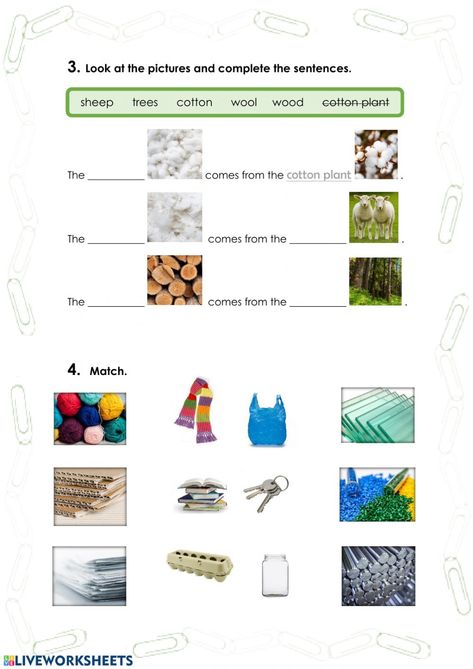 Materials online activity for Grade 2. You can do the exercises online or download the worksheet as pdf. Worksheet For Class 2, The Worksheet, 2nd Grade Worksheets, Materials Science, Science Worksheets, Online Activities, School Subjects, Grade 2, Online Workouts