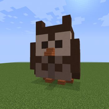 Owl Statue - Blueprints for MineCraft Houses, Castles, Towers, and more | GrabCraft Minecraft Cat Tree, Cat Tree Ideas, Japanese Minecraft Builds, Minecraft Statue, Zeus Statue, Simple Owl, Minecraft Idea, Minecraft Statues, Mc Ideas