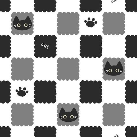 Black Cat Pattern Wallpaper, Cat Seamless Pattern, Cat Pattern Illustration, Cat Pattern Wallpaper, Otaku Room, Art Games, Cover Wallpaper, Pixel Art Games, Pattern Illustration