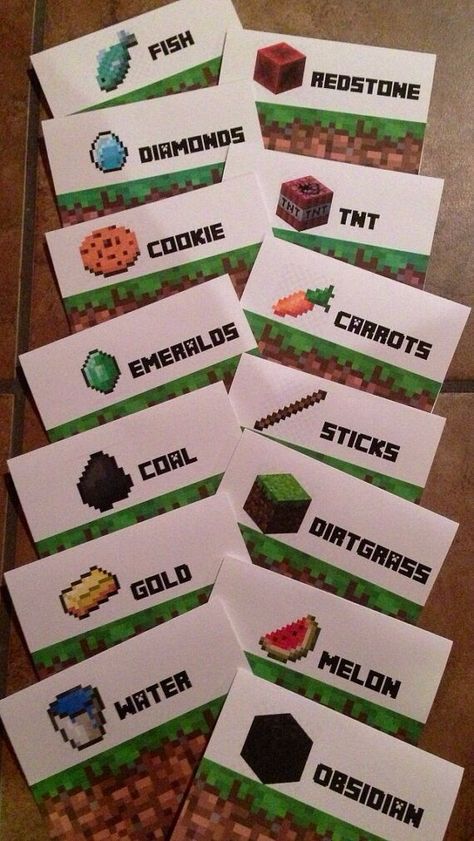 free minecraft party printables | Minecraft Party Favor Bags, Mix n Match Birthday Package for 6 Guests ... Minecraft Dort, Minecraft Sign, Minecraft Party Food, Minecraft Party Printables, Minecraft Party Favors, Minecraft Party Decorations, Minecraft Food, Minecraft Theme, Diy Minecraft