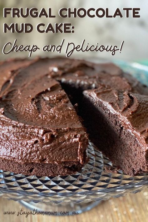 I try very hard to keep the recipes awesomely simple and cheap. Our Frugal Chocolate Mud Cake is certainly not as heavy as a mud cake – but heavier than a standard chocolate cake! Australian Mud Cake Recipe, Mud Cake Recipe, Maklike Resepte, Butter Cake Cookies, Frugal Food, Frugal Recipes, Chocolate Mud Cake, Afternoon Tea Recipes, Stay At Home Mum