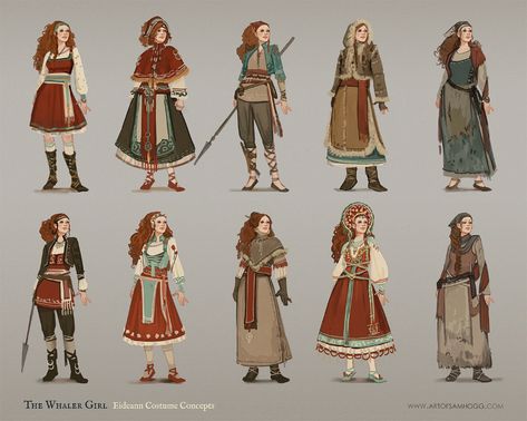 ArtStation - Eideann - Varlsbeyn concept thumbnails, Sam Hogg Costume Concepts, Concept Artist, Fantasy Inspiration, Character Design References, Medieval Fantasy, Character Creation, Fantasy Clothing, Dnd Characters, Character Outfits