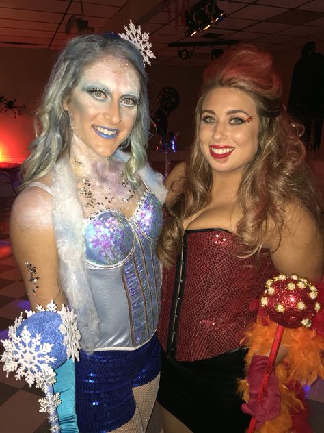 Snow Miser and Heat Miser Snow And Heat Miser Costumes, Heat Miser Costume Woman, Snow Miser Costume, Mr Heat Miser And Mr Snow Miser Makeup, Heat Miser And Snow Miser Costume, Heat Miser Costume, Snow Miser And Heat Miser Makeup, Heat Miser And Snow Miser Drawing, Snow And Heat Miser