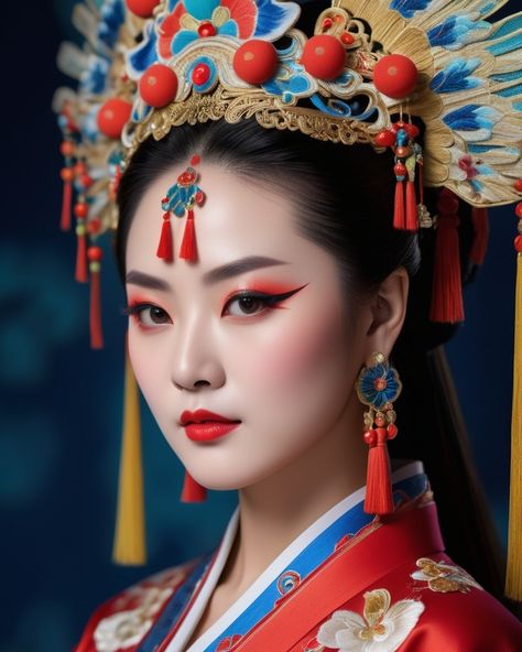 Chinese Lady in Traditional Costume #ai #aiphotography #stablediffusion #diffusedcreations Chinese Dragon Makeup, Traditional Chinese Makeup Look, Chinese Traditional Makeup, Traditional Chinese Makeup, Ethnic Makeup, Dragon Makeup, Chinese Lady, Chinese Makeup, Chinese Costume