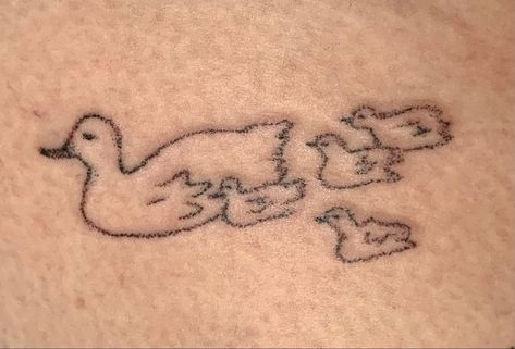 Mama Duck Tattoo, Duck Stick And Poke, Make Way For Ducklings Tattoo, Mother Duck Tattoo, Mother Duck And Ducklings Tattoo, Duck Family Tattoo, Ducks In A Row Tattoo, Mama Duck And Ducklings Tattoo, Fairy Stick And Poke