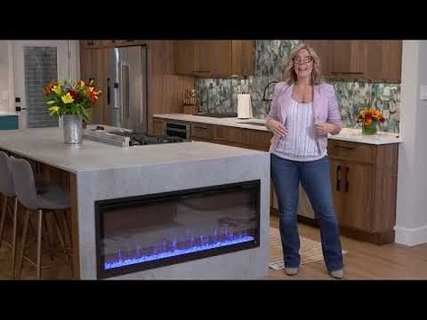 Recessing a Fireplace into a Kitchen Island | Model ReModel - YouTube Fireplace In Kitchen Island, Fireplace Kitchen Island, Kitchen Island With Fireplace, Kitchen Banquet Seating, Island Fireplace, Fireplace Kitchen, Kitchens Cabinets, Banquet Seating, Kitchen Fireplace