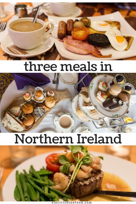 Northern Ireland food in three meals: ulster fry, afternoon tea and gourmet dinner. Ulster Fry, Foreign Places, Ireland Food, Irish Cuisine, Irish Food, Gourmet Dinner, County Kerry, Culinary Travel, Blue Food