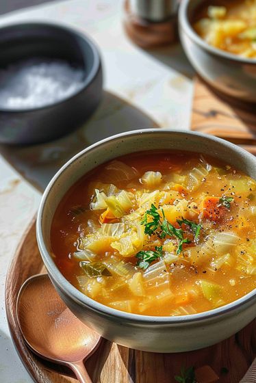 This Cabbage Fat-Burning Soup is the ultimate low-calorie, veggie-packed meal for detoxing and weight loss! Loaded with cabbage, carrots, celery, and bell peppers in a flavorful broth, it's not only satisfying but also incredibly easy to make. Perfect for a light, nourishing lunch or dinner. Save this recipe and enjoy a healthy, delicious meal today! #cabbagesoup #detoxsoup #healthyeating #weightloss #lowcaloriediet #cleaneating Healthy Cabbage Soup Recipes, Lunches Under 300 Calories, Cabbage Hamburger Soup, Healthy Cabbage Soup, Cabbage Fat Burning Soup, Packable Lunches, Bell Pepper Soup, Cabbage Soup Diet Recipe, Celery Recipes