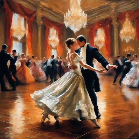 Princess Dance, Grand Ballroom, Dance Paintings, Wedding Painting, Dance Poster, Ap Art, Romantic Art, Dreamy Art, Wedding Dance