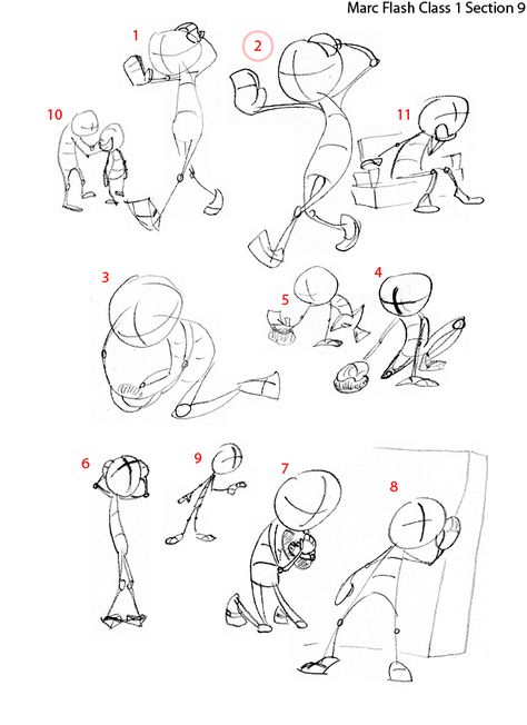 Prof. Marc Flash's Animation: Animation Mentor Class 1 Basic Foundations Animation Basics, Poses Sketch, Animation Mentor, Cartoon Sketch, Flash Animation, Frank Thomas, Cartoon Sketches, Stick Figure, Figure Poses