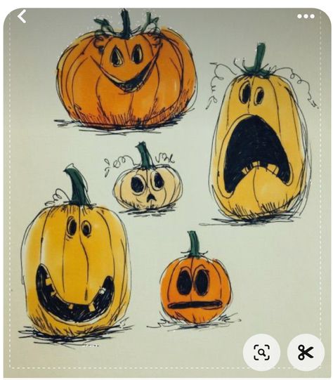 Cute Halloween Drawings, Pumpkin Aesthetic, Pumpkin Sketch, Pumpkins For Halloween, Spooky Pumpkins, Fall Drawings, Pumpkin Drawing, Halloween Rocks, Pumpkin Art