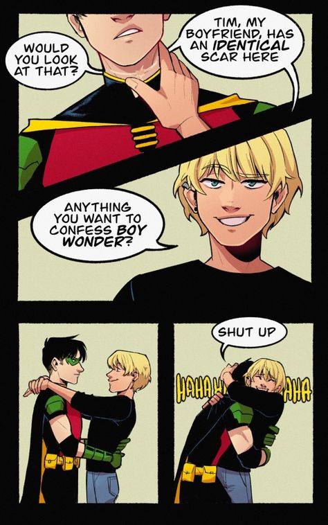 ChamiRyokuroi on Tumblr Dc Comics Funny, Batfamily Funny, Secret Identity, Univers Dc, Batman Funny, Batman Comic Art, Dc Comics Artwork, Tim Drake, Dc Memes