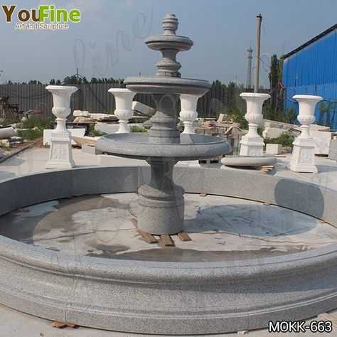 Contemporary Polished Granite Tiered Fountain	Simple Design for Sale MOKK-663 Tiered Fountain, Marble Fountain, Water Fountain Design, Diy Water Fountain, House Village, Fountain Design, Outdoor Environment, Outdoor Park, Water Falls