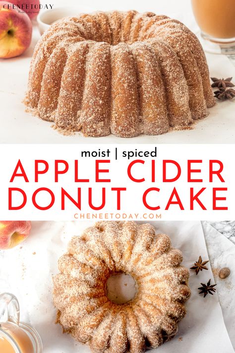 The best of all homemade apple bundt cake recipes! An easy, moist cinnamon spiced apple cider doughnut cake recipe with fresh raw apples, easy cinnamon sugar coating, brown sugar, sour cream, apple cider, Granny Smith apples, and the flavor of fresh apple cider donuts! A simple, old-fashioned apple pound cake recipe for autumn! #applecake #freshapplecake #bundtcake #poundcake #appleciderdonuts #applebundtcake #applecinnamon #cinnamonsugar Fall Flavor Bundt Cake, Apple Cinnamon Donut Cake, Your Kidding Me Cake, Easy Breakfast Bundt Cake Recipes, Apple Cider Spice Cake, Bundt Cake Recipes Breakfast, Autumn Bundt Cake, Apple Spice Bundt Cake Recipes, Spice Cake Bundt Cakes