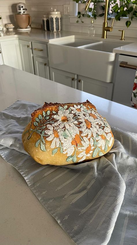 Since the repost of my viral painted sourdough loaf has gone viral again and I’m getting lots of questions about the process, I thought I’d… | Instagram Painted Sourdough Bread, Flower Sourdough, Sourdough Painting, Nara Smith, Natural Yeast, Sourdough Loaf, Spring Dinner, Midlife Crisis, Sour Dough