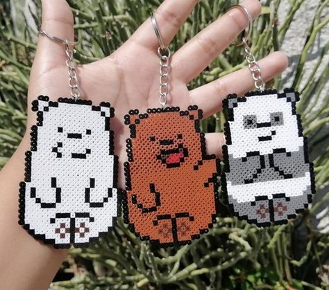 Cute Perler Beads, Cute Perler, We Bear Bears, Melty Bead Designs, Melt Beads Patterns, Hamma Beads Ideas, Easy Perler Bead Patterns, Bear Bears, Melty Bead Patterns