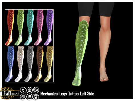 The Sims Resource - Mechanical Legs Tattoo Left Side Ts4 Prosthetic Cc, Sims 4 Prosthetic Leg, Sims 4 Cc Prosthetic Leg, Sims 4 Prosthetic, Sims 4 Prosthetic Cc, Leg Prosthesis, Beauty Eyebrow, Sims 4 Tattoos, Prosthetic Leg