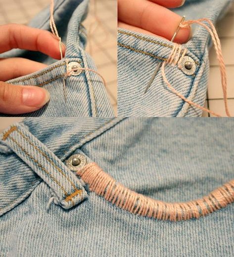 22 Incredibly Cool DIY Denim Ideas Ranging from Organization to Accessories! Embroidered Jeans Diy, Thrift Ideas, Detail Couture, Diy Clothes Refashion, Diy Jeans, Ideas Clothes, Diy Vetement, Thrift Flip, Jean Pockets