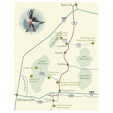 Map of Turquoise Trail National Scenic Byway - New Mexico Tourism Land Planning, New Mexico Vacation, New Mexico Road Trip, Mexico Tourism, New Mexico Style, Travel New Mexico, Southwest Travel, Camping Usa, New Mexico Homes