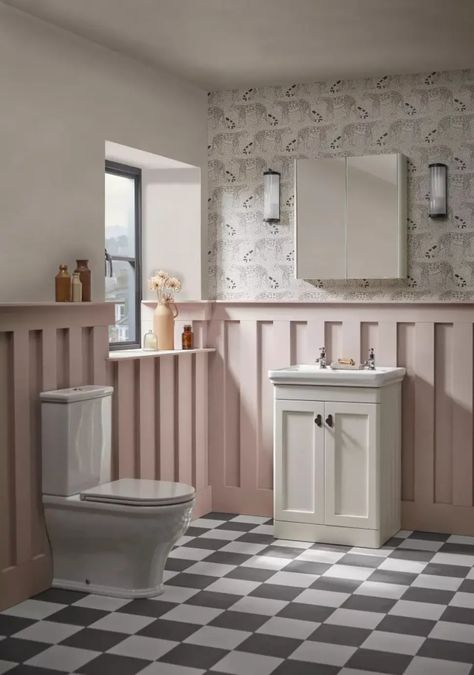 13 Stunning Bathrooms With Panelled Walls - Emily May Half Panel Wall Bathroom, Panelling Bathroom Ideas, Panelled Bathroom Walls, Paneling In Bathroom, Half Panelled Walls, Bathroom Wall Paneling Ideas, Paneled Bathroom, Panelling Bathroom, Bathroom Panelling